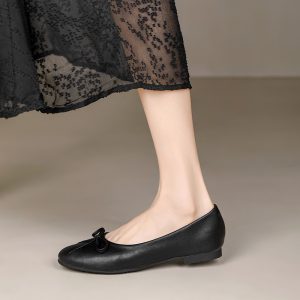 Womens Ballerinas |  Priya Leather Ballerina Black Ballerinas Ballerinas