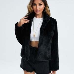 Womens Coats & Jackets |  Florence Fur Coat Black Clothing Black