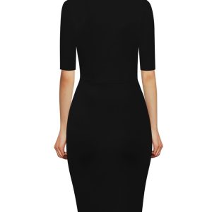 Womens Jersey Dresses |  Emilia Ponte Dress Navy Dresses Fit & Flare Dresses