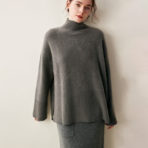 Womens Jumpers & Cardigans |  Gaskell Co-ord Wool Cotton Jumper Dark Grey Marl Clothing Dark Grey Marl