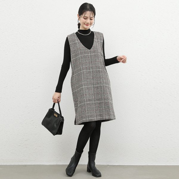 Womens Wool Dresses |  Brea Wool Dress Black White Dresses Black White